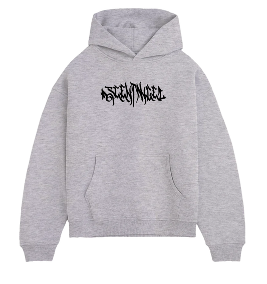 Black Tag Oversized Hoodie Grau